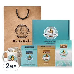 하와이안파라다이스커피 하와이코나 바닐라 홀빈 + 드립백 2ea + 머그컵 선물세트, 2세트, 바닐라 홀빈 340g + 바닐라 드립백 + 클래식드 드립백 + 머그컵 360ml