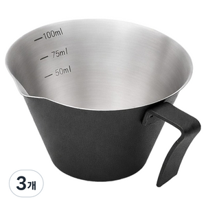LANO 304 스텐 에스프레소 눈금 샷잔 100ml, 블랙, 3개