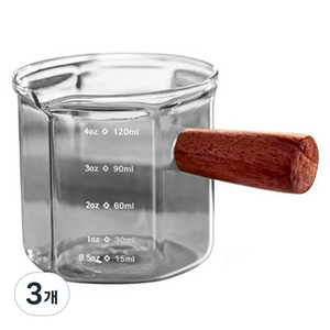 제우스 우드 핸들 에스프레소 샷잔 120ml, 그레이, 3개