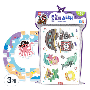 아리아띠 목욕 물놀이완구 스티커 보물섬, 3개, 혼합색상