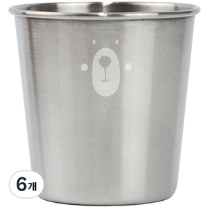 키친유 베어 스텐 심플컵, 6개, 230ml
