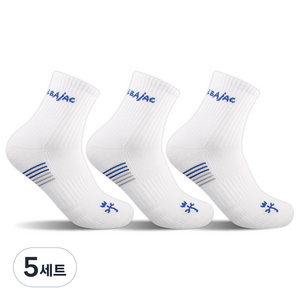 까스텔바작 남성용 쿠션 압박 중목양말 3족 세트 CSM-13, 화이트, 5세트