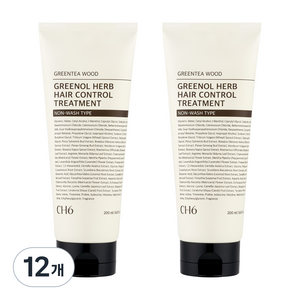 CH6 그리놀 허브 헤어 컨트롤 노워시 트리트먼트 그린티우드향, 200ml, 12개
