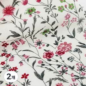 르우홈 대폭 20수 면 패브릭 원단, 꽃담은정원 레드, 2개