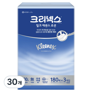 크리넥스 밀크 에센스 로션 미용티슈 2겹, 180개입, 30개