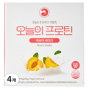 심박 오늘의 프로틴 쉐이크 복숭아 7p, 315g, 4개