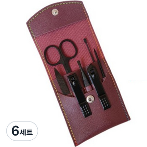 제이 고급 손톱손질 도구 7종 + 케이스 세트, 블랙(도구), 다크레드(케이스), 6세트