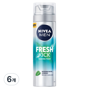 니베아맨 프레시 킥 쉐이빙 폼, 6개, 200ml
