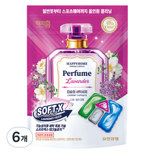 해피홈 소프트엑스 올인원 파워 캡슐 세제 라벤더향, 30개입, 6개