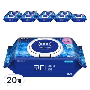 코디 비데앤클린 물티슈 캡형, 60g, 46매, 20개