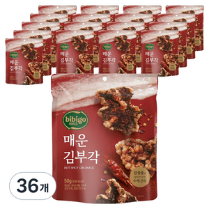 비비고 국산 찹쌀로 더 바삭한 수제 매운 김부각, 50g, 36개