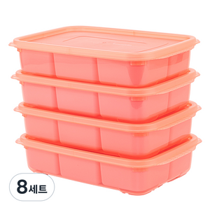 이지앤프리 튼튼이 웨이브킵 유아식 6분할 큐브용기 + 나눔용기 세트, 핑크, 8세트, 1.7L