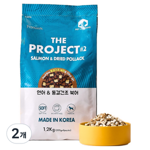 펫러닝 전연령 강아지 기호성 좋은 동결건조 소프트 사료, 연어+황태, 1.2kg, 2개