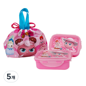 브레드이발소 블라썸 2단도시락 + 조리개 가방 세트 PP081, 5개