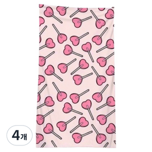 언헤브 유니크 디자인 비치 타월 70 x 150 cm, 19핑크하트사탕, 4개