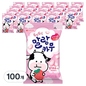 롯데웰푸드 말랑카우 스트로베리, 79g, 100개