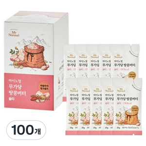 마이노멀 무가당 땅콩버터 스틱 솔티, 20g, 100개