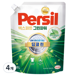 퍼실 겸용 딥클린 엑스퍼트 그린파워 액체세제 리필, 1.8L, 1개입, 4개