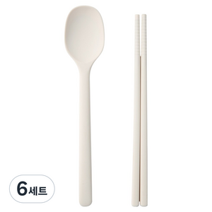 이지실리 유아동 스퀘어 실리콘 디저트 수저세트, 화이트, 6세트, 숟가락 + 젓가락