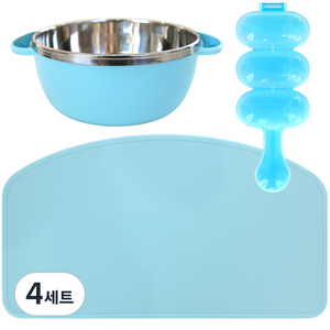 트리링 더블논슬립 식기 세트, 마카롱민트, 스텐볼 + 매트 + 주먹밥틀, 4세트