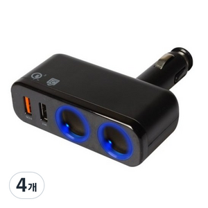 진가로 퀄컴 고속충전 USB 파워소켓 2소켓 + 2USB 플러그 일체형 블랙, 4개