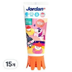 조르단 뉴스텝1 어린이 불소 치약 열대과일향, 90g, 15개