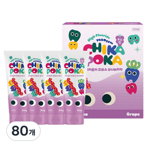 치카포카 고불소 충치케어 어린이 치약 포도향, 100g, 80개