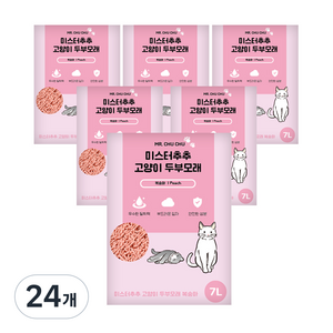 미스터추추 고양이 두부 모래, 7L, 24개, 복숭아향