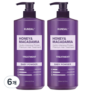 쿤달 허니 앤 마카다미아 헤어트리트먼트 베이비파우더향, 1.058L, 6개