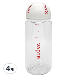 블루바 눈금표시 트라이탄 휴대용 스포츠 보틀, 4개, 350ml, 야구볼캡