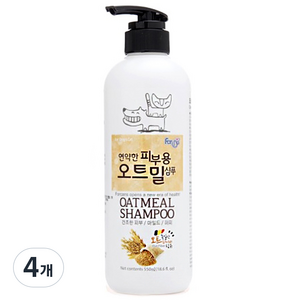 포비스 연약한 피부용 오트밀 애견샴푸, 4개, 550ml