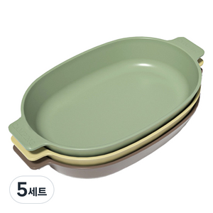 아카시아 식기세척기 가능한 가벼운 오벌접시 3종 세트, 혼합색상, 5세트