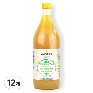 발베로 유기농 애플 사이다 비네거, 1L, 12개