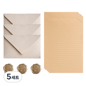 데일리조이 리넨 편지봉투 3p + 편지지 10p + 실리콘 스티커 3p 세트, 화이트(편지봉투), 5세트