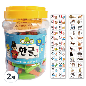 세계유통 세종 한글 자석 교구, 혼합색상, 2개