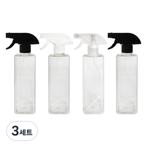 월드크린 투명 분무기 사각 4p, 3세트, 랜덤 발송
