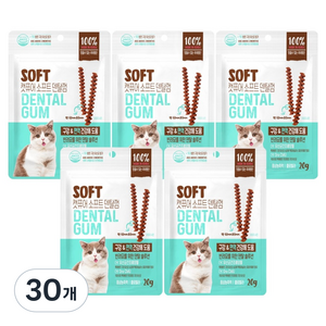캣퓨어 고양이 소프트 덴탈껌, 20g, 30개, 구강 면역건강에 도움
