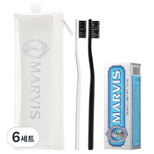 마비스 여행용 아쿠아 치약 25ml + 칫솔 2종 세트, 6세트, 36g
