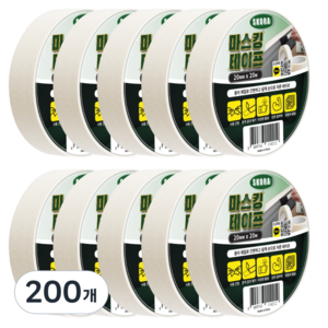 스코라 페인팅 거친 표면 마스킹 테이프 화이트 20mm x 20m, 200개