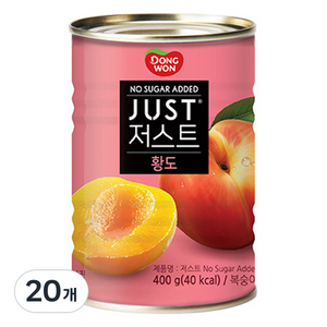 동원 JUST 노슈가 황도 2절 통조림, 400g, 20개