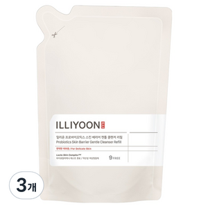 일리윤 프로바이오틱스 스킨 배리어 젠틀 클렌저 약산성 여성청결제 리필, 250ml, 3개