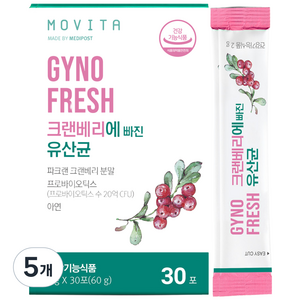지노프레쉬 크랜베리에 빠진 유산균 30p, 30회분, 5개