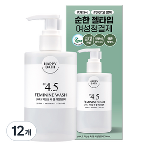 해피바스 pH 4.5 약산성 쑥 젤 여성청결제, 300ml, 12개