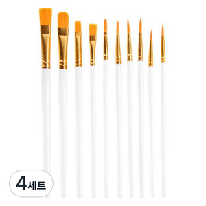 블랙트리 아동용 수채화용 붓 화이트 10종 세트, 4세트