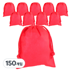 봄91 끈조리개 부직포백 15 x 18 cm, 레드, 150개입