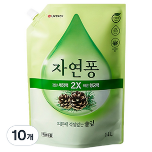 [비건라이프] 자연퐁 찌든때 걱정없는 솔잎 주방세제 파우치형, 1.18L, 10개