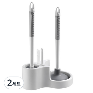 고씨네 4in1 클린마스터 벽걸이형 변기 뚫어뻥 + 청소솔 세트, 화이트, 2세트