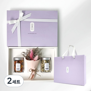 꽃다시피다 꽃차 2종 선물세트, 아카시아 6g + 메리골드 6g + 미니꽃다발 + 쇼핑백, 2세트