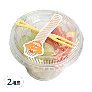 미니머핀컵 9.2 x 6 cm + 평면뚜껑 + 스티커 + 미니포크 세트, 20개, 2세트
