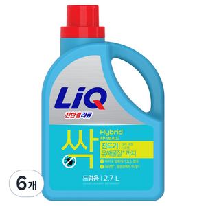 리큐 진한겔 하이브리드 피지 진드기 분비물제거 세탁세제 드럼용, 2.7L, 6개